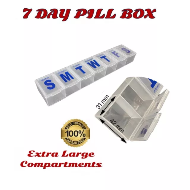 Extra Large Pill Box 7 Day Medicine Organiser Travel  Pill Dispenser Storage