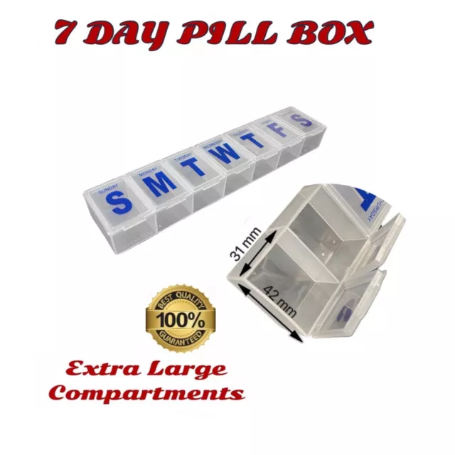 Pill Box 7 Day Medicine Organiser Travel Case Dispenser Storage Extra Large 2