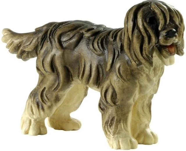 Sculpture Chien Berger CM 6,8 Sculpté en Bois de La à Val Gardena Décoré à Main