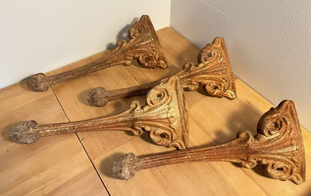 Set Of 4 13.5" Antique Cast Table or Bench Legs 3+ lbs each