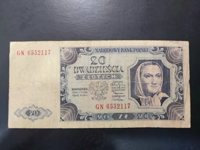 Poland 20 Zlotych, 1948, VF-