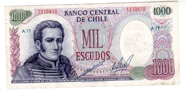 CHILE Billet 1000 Pesos 1967 1976  P146 A17    VF / BON ETAT