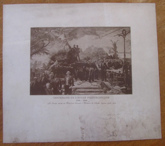 Ancienne Gravure Centenaire De L'ecole Polytechnique 1894