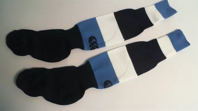 Canterbury Junior Rugby Football Stripe Socks Black/Blue/White Size 12-3  #16E70