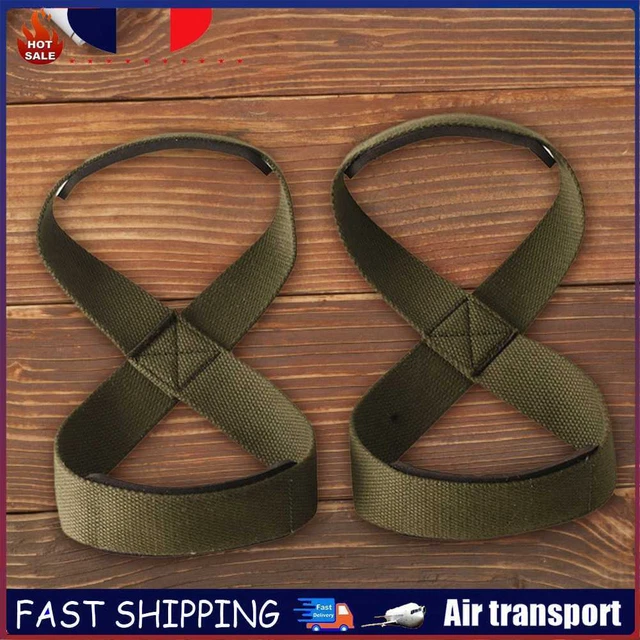 Padded Figure 8 Deadlift Training Straps Pull-Ups Straps for Gym (Army Green) ~
