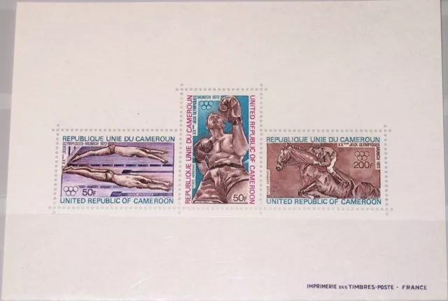 CAMEROUN KAMERUN 1972 Block 9 S/S C189a Olympics Munich Boxing Sport Reiten MNH