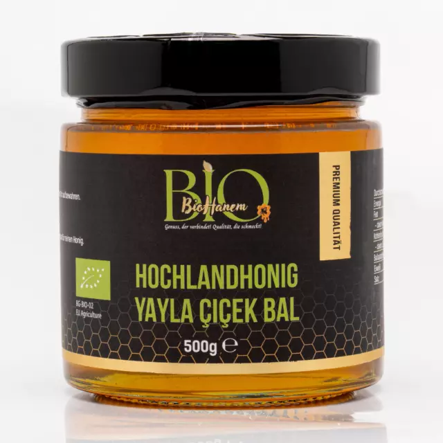 Bio-Hochlandhonig, Zertifizierter Bio-Honig, OrganikYayla Çiçek Bali, Natur,500g