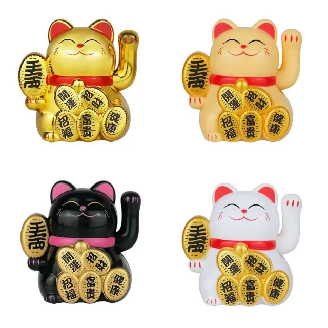 Chinese Lucky Cat Solar Lucky Cat Wealth Waving Shaking Hand Fortune Welcome т.