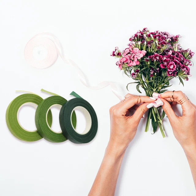 6 panecillos tallo de flores - envoltura cinta de flores verde para proyecto de artesanía florista