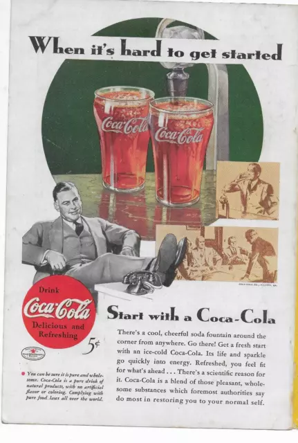 Vintage Print Ad Coca Cola Start With A Coke 1934 Soda Pop