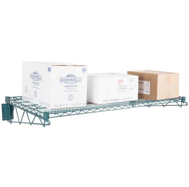 24" x 48" Commercial Restaurant Wall Mount Green Epoxy Vented Wire Shelf Storage