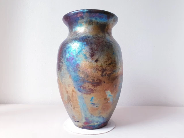 Raku vase , Pottery raku vase , Iridescent vase , American Raku ,