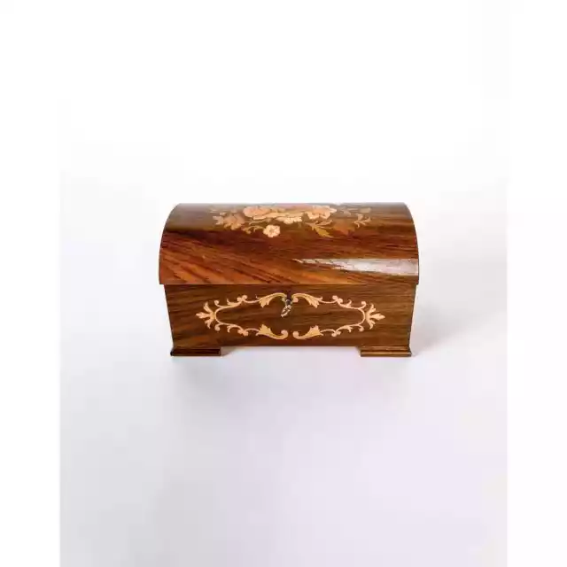 Vintage Handmade Italian Sorrento Reuge Music Jewelry Box, Inlaid Burr Wood