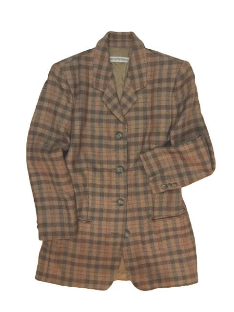 Veste Tweed John G Hardy – Pure Laine, Carreaux Marron, Fabrication Britannique – Taille 42