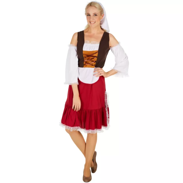 Frauenkostüm Mittelalter Magd Kostüm Frauen Karneval Fasching Halloween Bäuerin