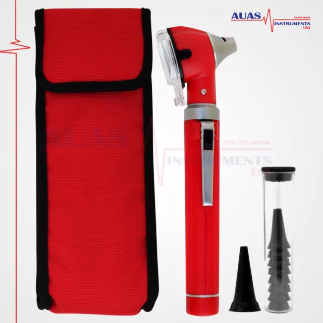 OTOSCOPE (RED) MINI FIBER OPTIC POCKET,MEDICAL,DIAGNOSTIC,OTOLOGIST, ENT, New