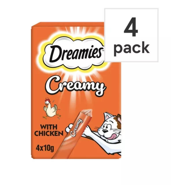 Dreamies Adult Cat & Kitten Creamy Chicken Treats - 4 Pack