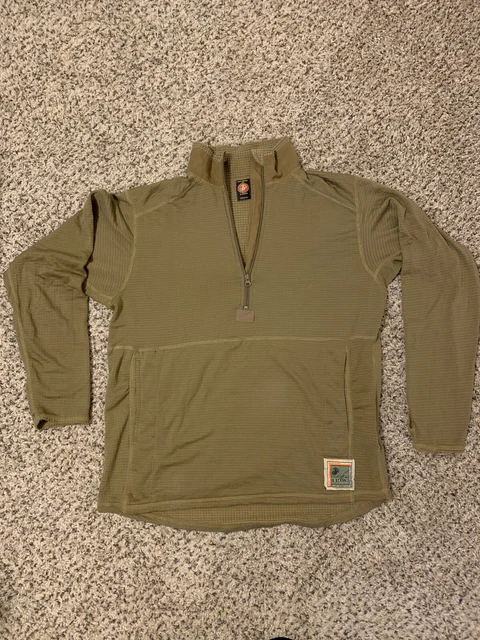 USMC  FROG Grid Fleece 1/2 Zip Pullover Medium Regular Coyote Brown NEVER WORN