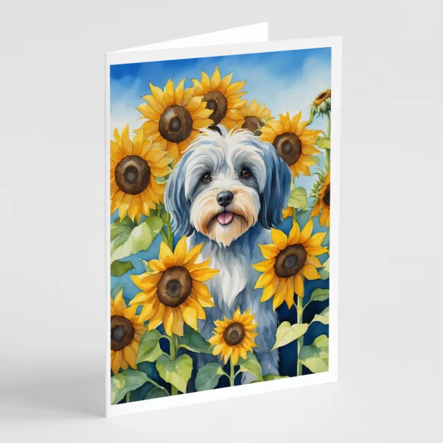 Tibetan Terrier in Sunflowers Greeting Cards Envelopes Pk of 8 DAC6168GCA7P