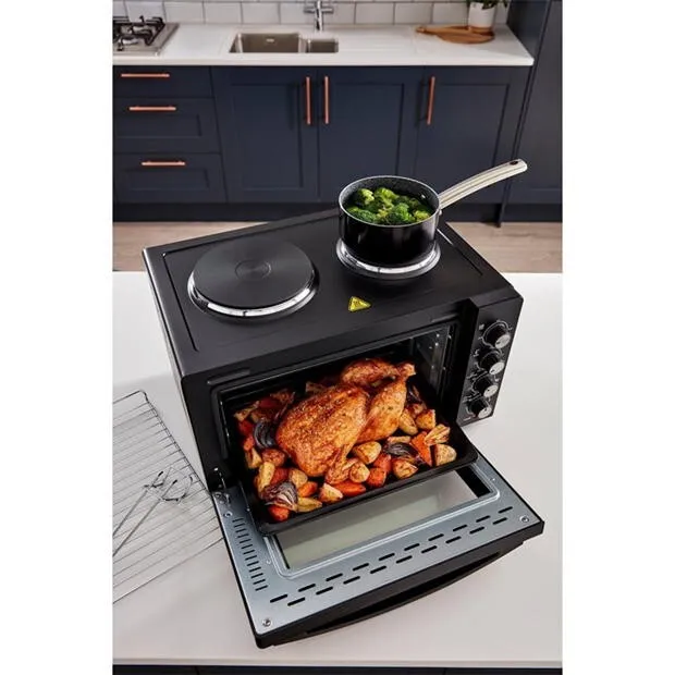 EGL 30L Mini Oven With Hobs Grill Tabletop 1400W Black 4301