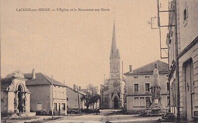 Carte postale ancienne postcard LACROIX-SUR-MEUSE l'église monument aux morts