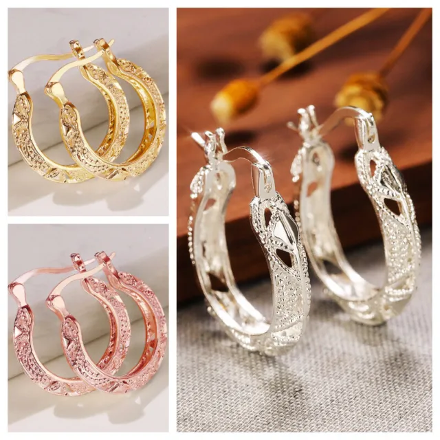 Women Fashion 925 Silver Filled Hoop Earrings Gifts Anniversary Wedding Jewelry