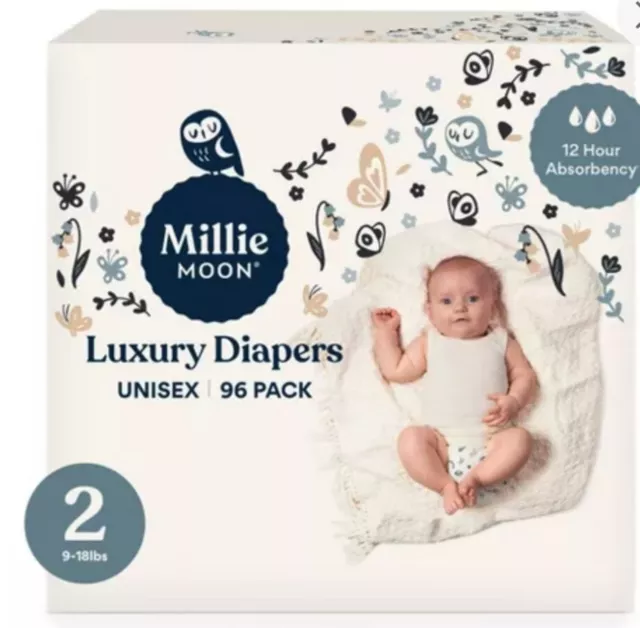 New All Natural Millie Moon Disposable Diapers Size 2