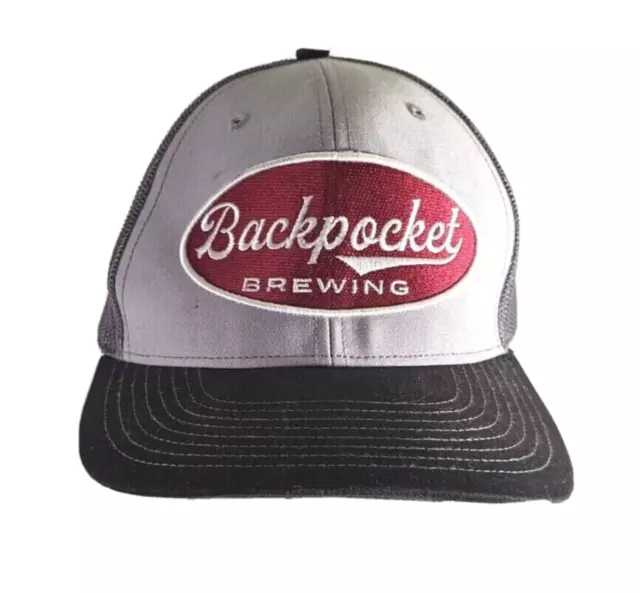 Backpocket Brewing Baseball Hat - Snapback Cap Gray, White, Red