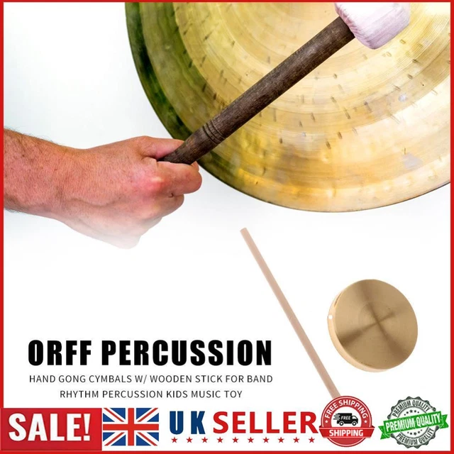 21cm Hand Gong Copper Cymbals with Wooden Stick for Band Rhythm Kids Music Toy G