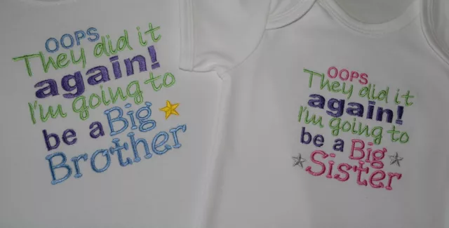 I'm going to be a big sister brother embroidered sleepsuit and or bodysuit/ vest