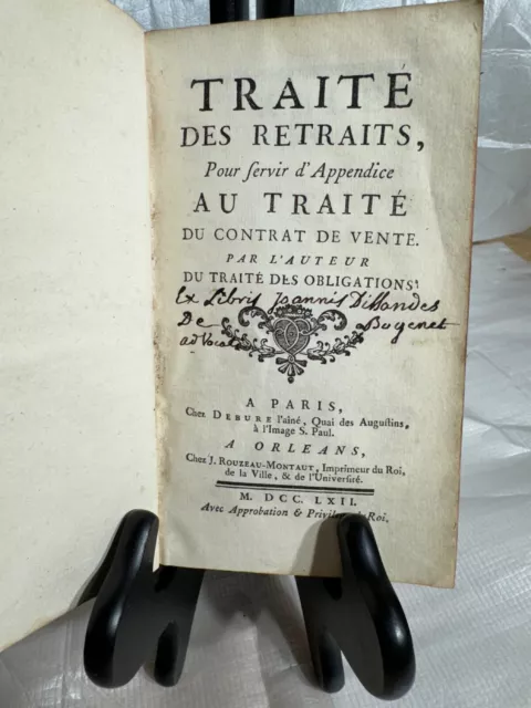Traité des Retraits, Appendice Contrat de Ventes - Livre droit ancien - 1762