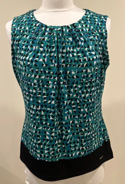 Calvin Klein Sleeveless Abstract Pleaded Top Blouse Size L