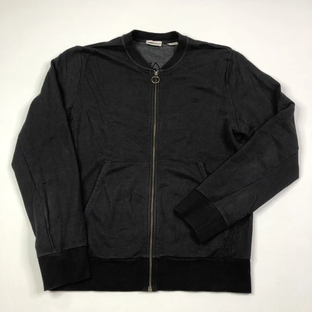 Timberland Mens Full Zip SweatShirt Dark Gray Slim Medium Embroidered Tree Logo