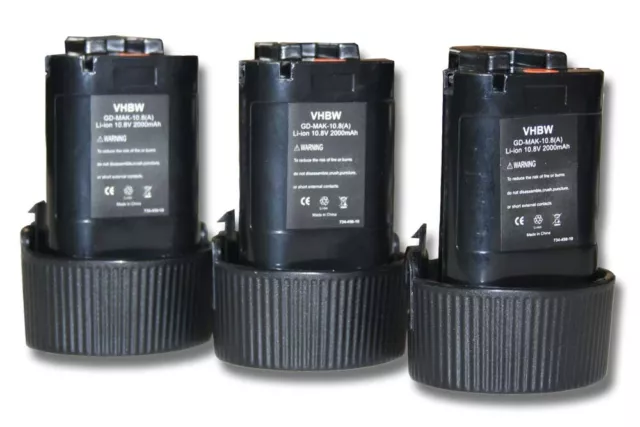 3 Batteries pour Makita radio de chantier DMR106B DMR108 DMR107 10,8V