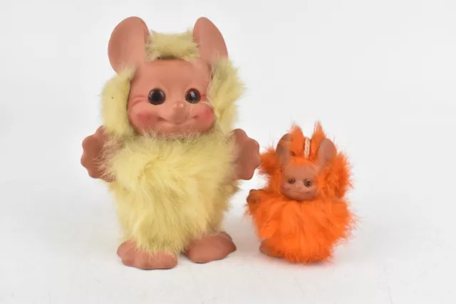 Vintage Rauls Happy Gang Gonk Trolls x2 Mouse Toys Retro 1960s 1970s Fur