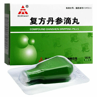Píldoras de goteo Danshen/Fu Fang Dan Shen Di Wan (180 píldoras/caja)