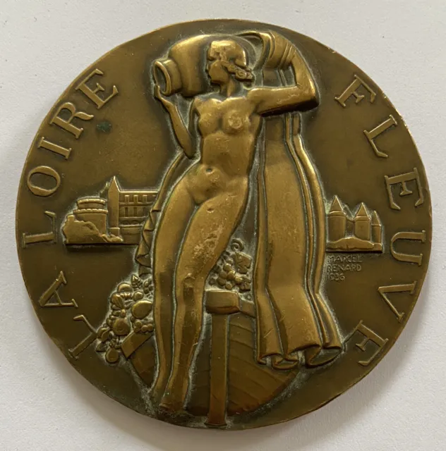 Medaille En Bronze Par Marcel Renard @ 1936 @ La Loire @ Fleuve @ French Medal