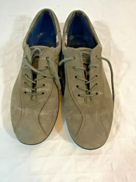 ECCO Womens Size 6 Brown Taupe Suede Leather Lace Up Shoes EU Size 36