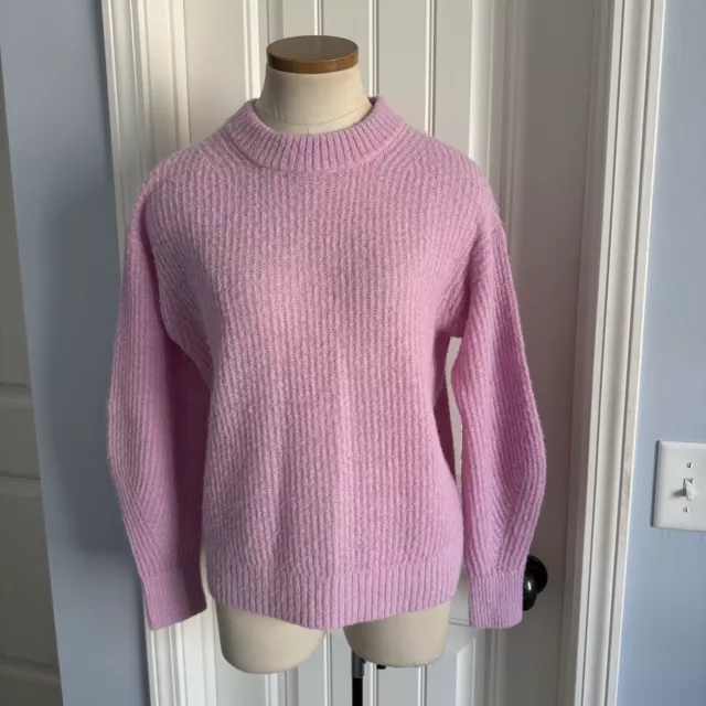 EVERLANE Small Oversized Pink Wool Alpaca Crewneck Sweater Ribbed Pullover