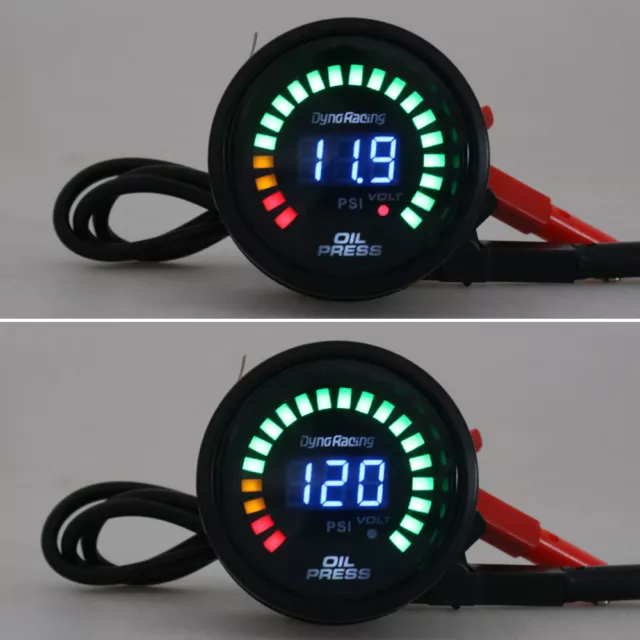 2"/52mm 20 LED Car Oil Pressure Gauge Digital+Analog 0~120Psi Universal 12V New