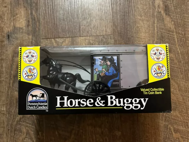 Vintage 1999 Pennsylvania Dutch Candies Horse & Buggy Collectible Tin Bank