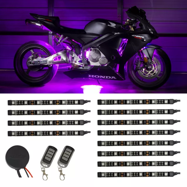 LEDGlow 12pc Advanced Purple LED Flexible Motorcycle Accent Neon Light Kit