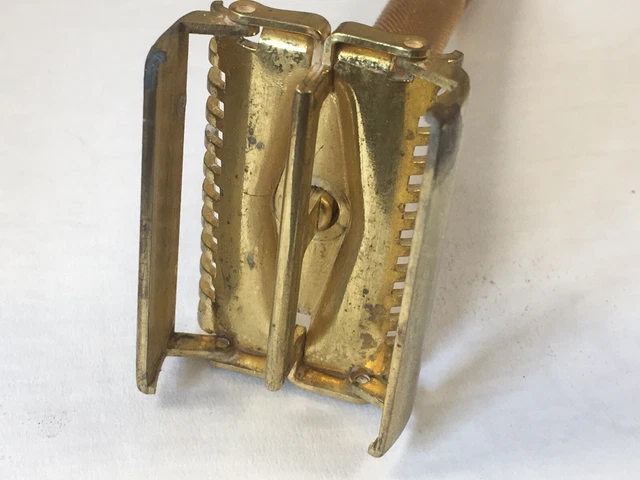 Vtg Gillette SHERATON 1st Generation TTO Razor Gold Tone  Open Comb c.1937 14