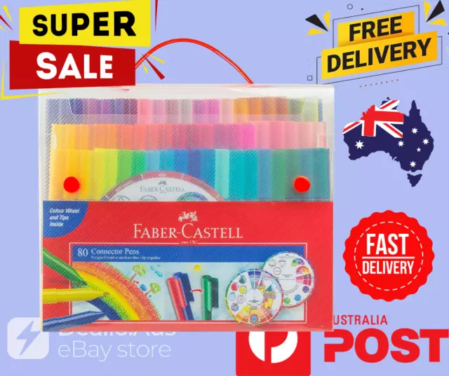 Faber Castell 80 Pack Connector Pens Kids Texters Colouring Drawing Art School