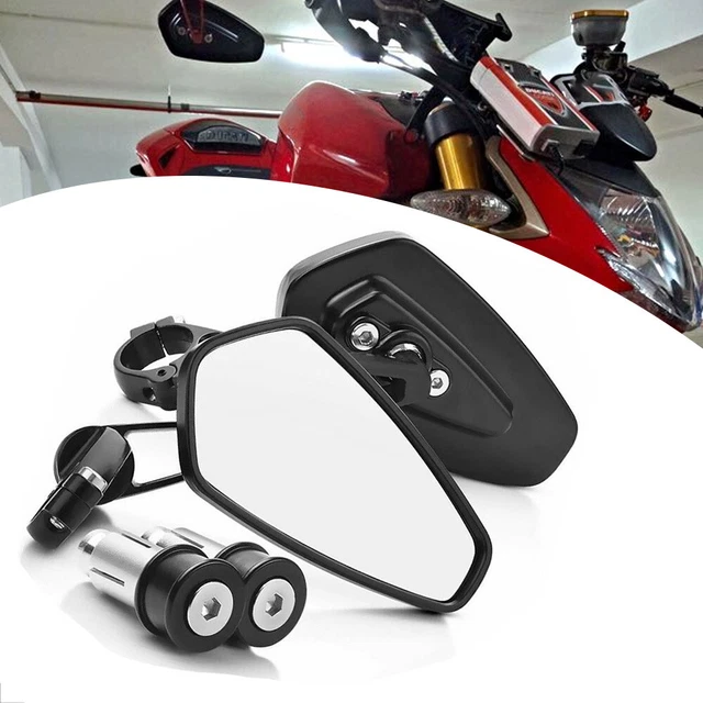 7/8" End Bar Mirror Side Rear View Mirror For Streetfighter 848 S V2 V4 Black