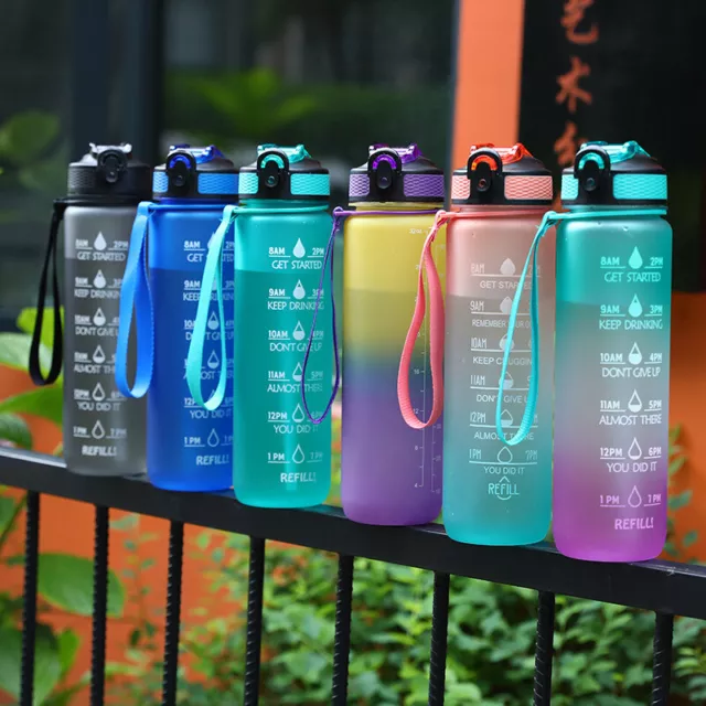 1L Sports Water Bottle Gym Travel Drinking Leakproof Bottle with Straw Bpa Free
