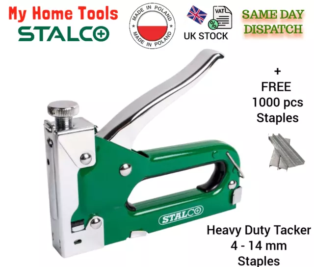 Heavy Duty Tacker Staple Gun 4-14mm Upholstery Stapler Staples+1000 FREE STAPLES