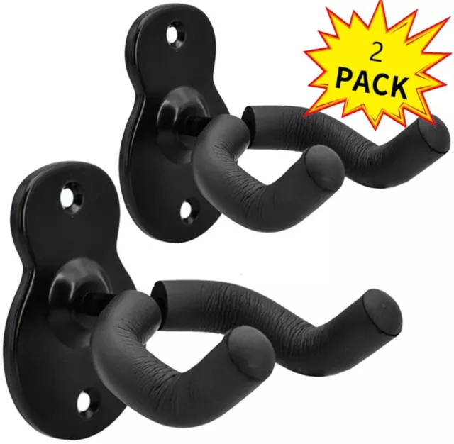 2 Guitar Hanger Stand Holder Hooks Display Wall Mount Heavy Duty