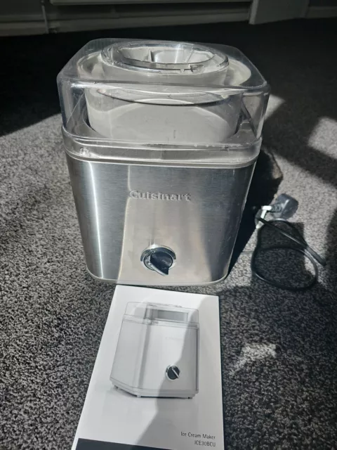 Cuisinart Ice Cream Maker Gelato Silver ICE30BCU With Manual/Recipe Book