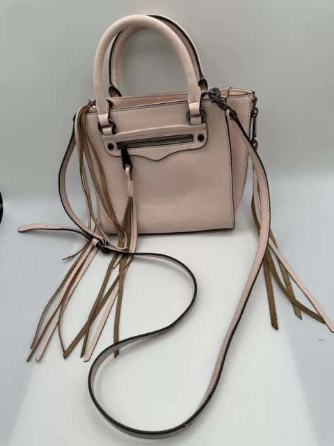 Rebecca Minkoff Side Zip Micro Regan Pink Leather Tassel Satchel Crossbody Bag